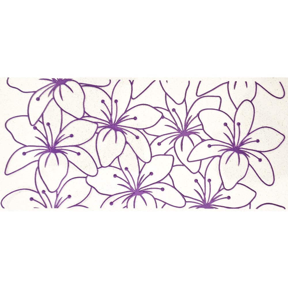Purple lily flower outline stickers arranged on a white background.