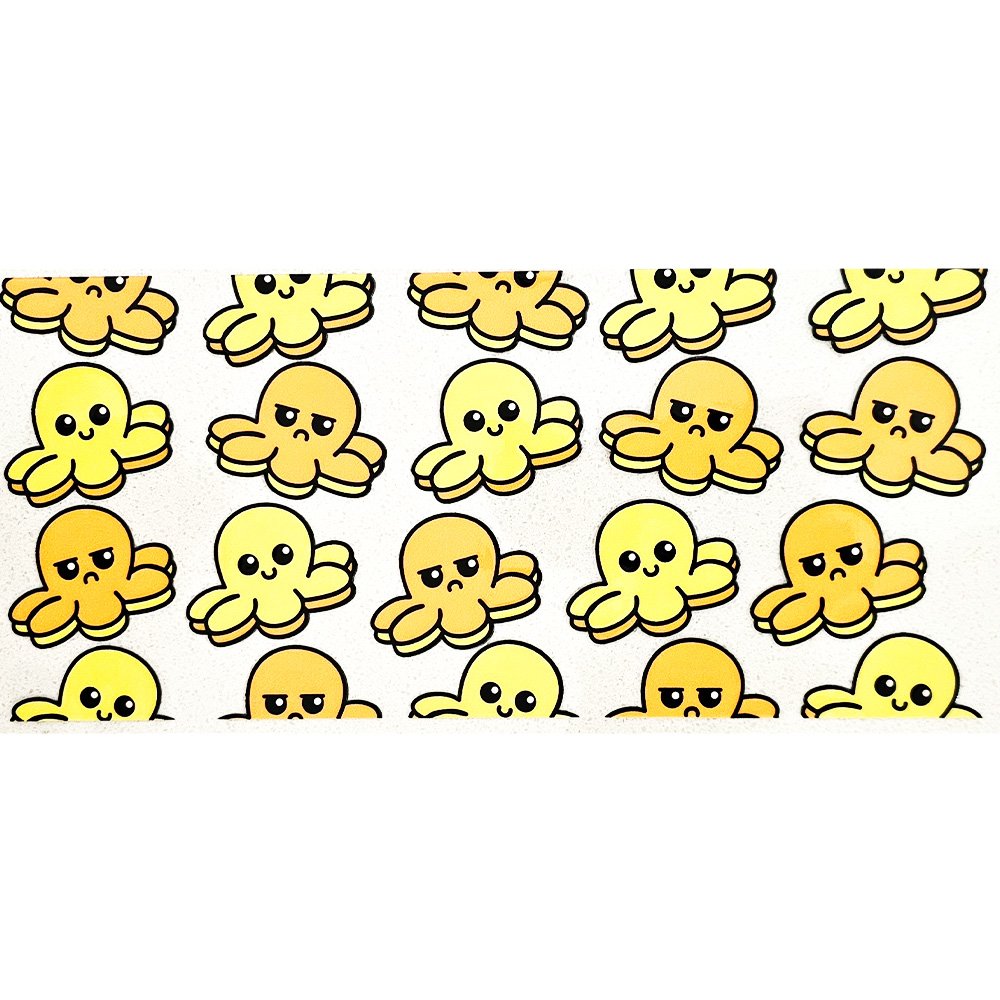 Cute yellow octopus vinyl decal with happy and sulking expressions