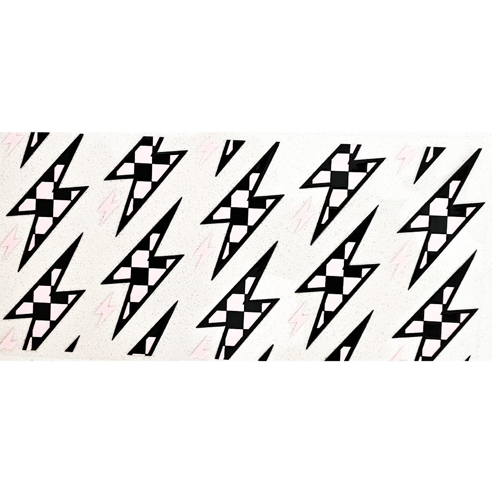 Black and pink checkered lightning bolt decal pattern for cup decoration