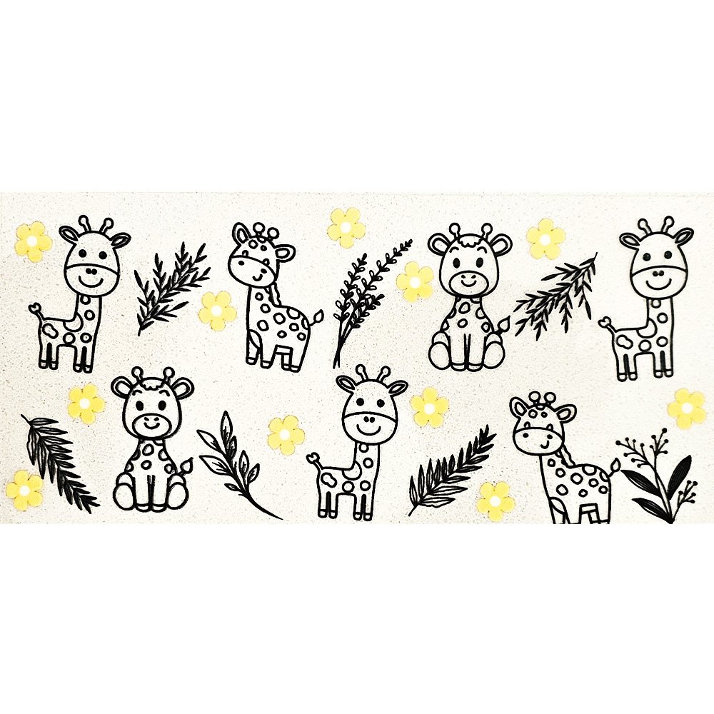 Cute giraffe and yellow flower vinyl decal for cup decoration