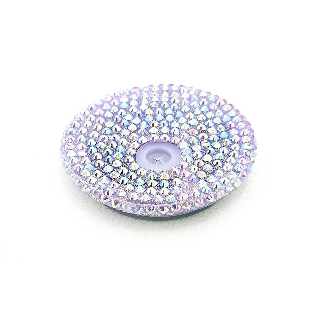 Lavender purple acrylic cup lid decorated with iridescent rhinestones