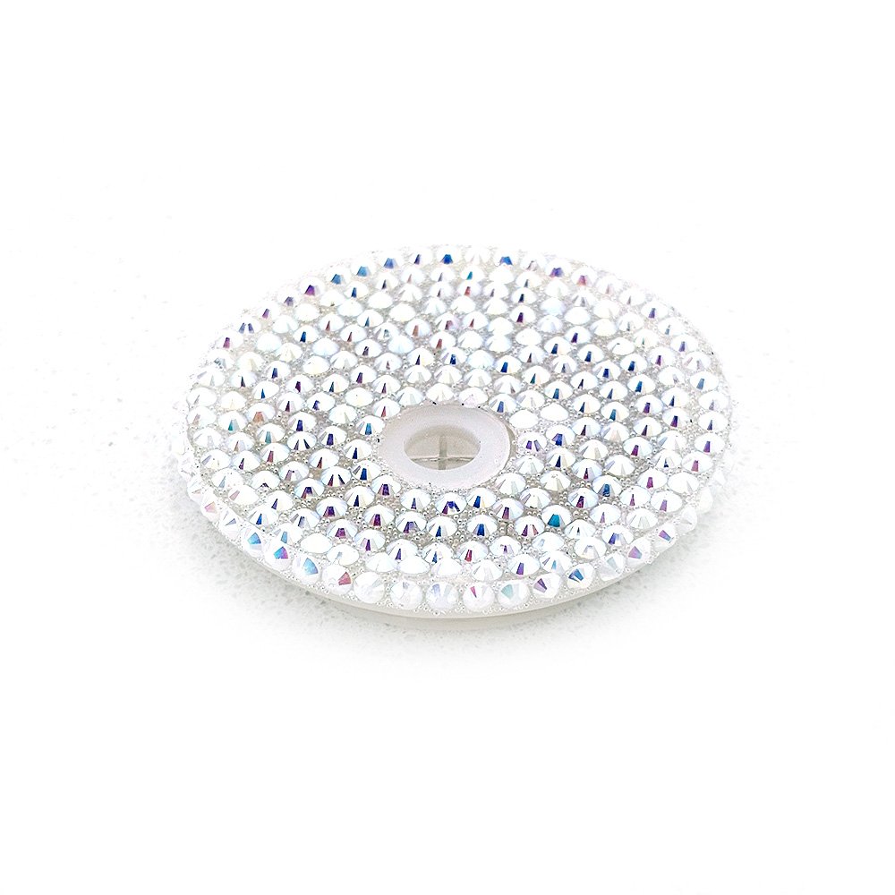 White Opal acrylic blink lid with iridescent rhinestones